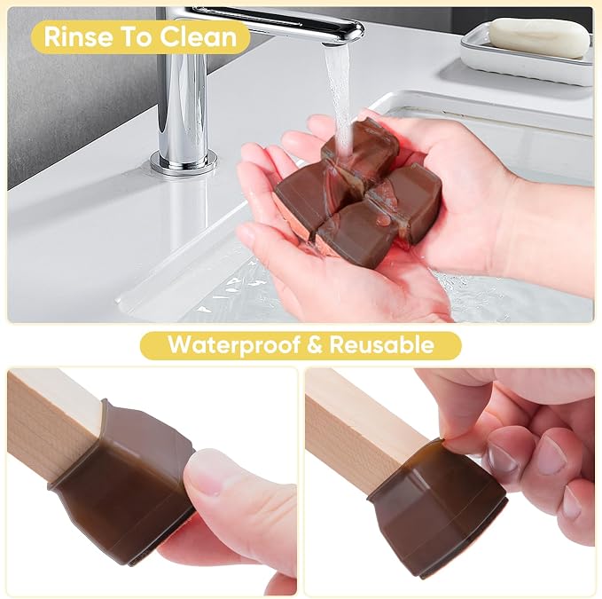 BALEINE 16 Pack Silicone Chair Leg Floor Protectors, Stool Leg Protectors Cap - Image 7