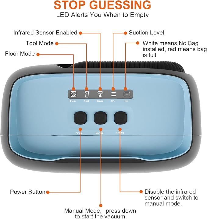 Touchless Automatic Vacuum Dustpan, Bagged Canister Vacuum - Image 5