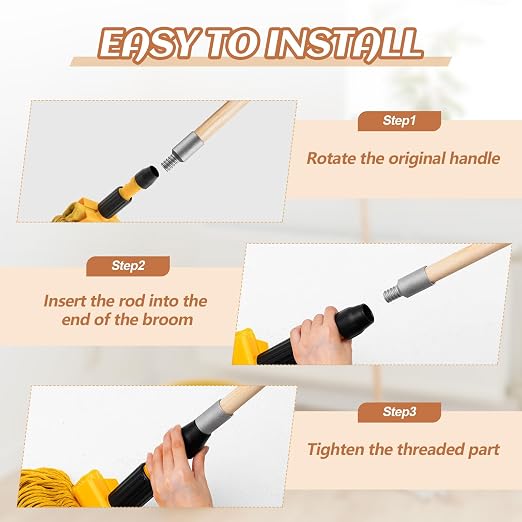 Barydat 55 Inch Lacquered Wood Broom Handle - Image 3