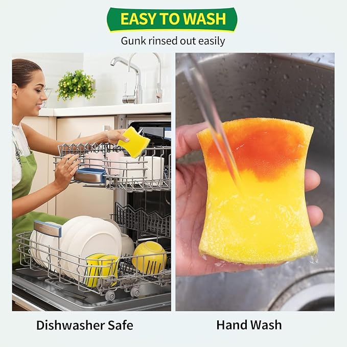 HOMERHYME Heavy Duty Sponges 60 Pack, Double-Side Scratch-Free Dish Sponges - Image 5