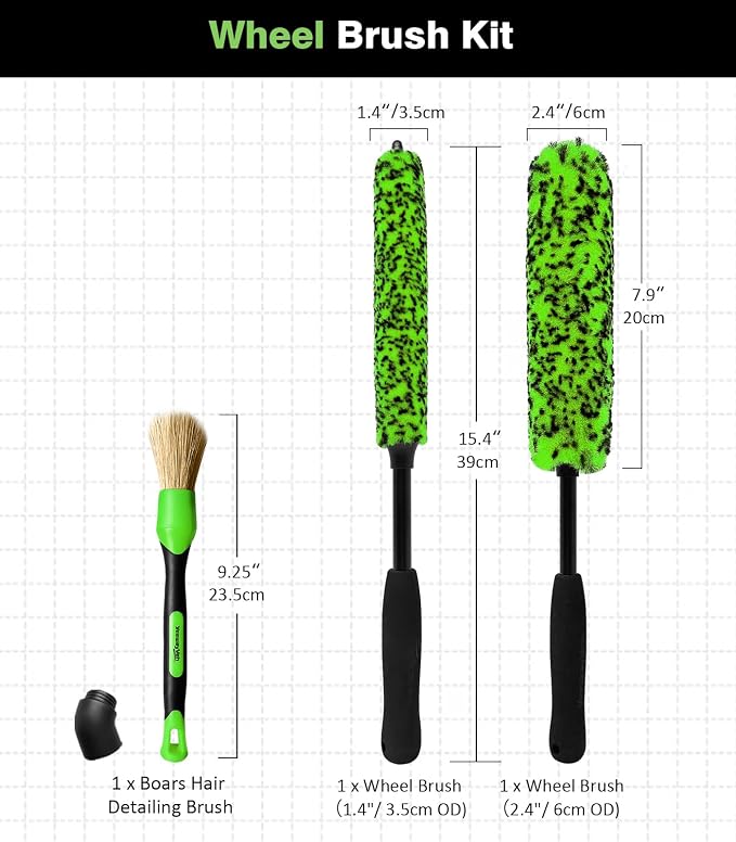 YeewayVeh 3PCS Quick Car Wheel Brush Kit, 2-Size 360° Bendale Rim Cleaner - Image 6
