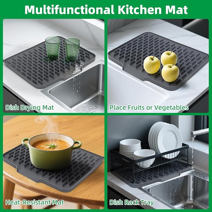 LONGKING Grey Non-Slip Dish Drying Mat - Image 2
