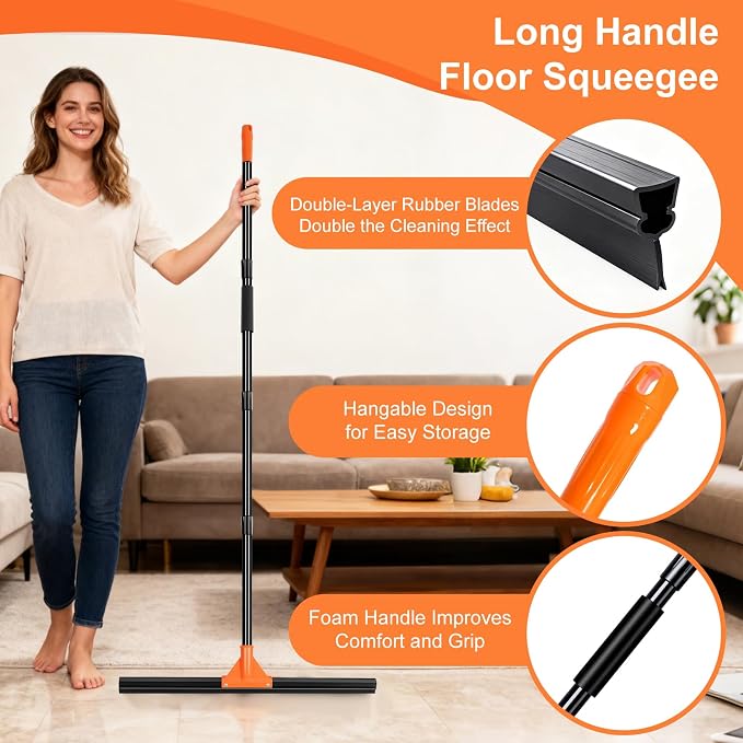 Heavy Duty Floor Squeegee with Long Handle - Image 6