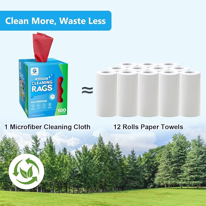 GLIMGLINT Red Microfiber Cleaning Cloth, 100 Pack Cleaning Rags, Ultra - Image 7