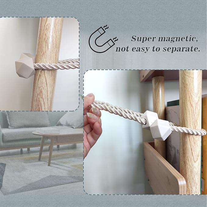 Hion Magnetic Curtain Tiebacks White 2pcs, Curtain Tiebacks Buckles Holdbacks - Image 6