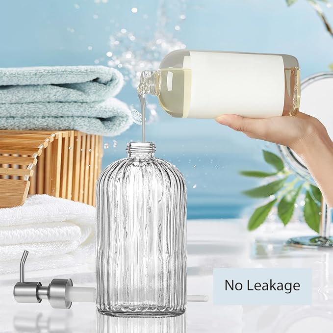 14Oz Clear Soap Dispenser Bathroom, Glass Hand Soap Dispensers - Image 5