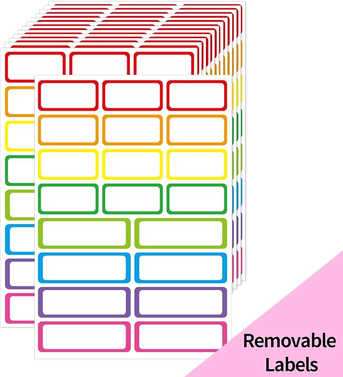STARLIBOO Colored Labels, Removable Labels Stickers, Self-Adhesive Rectangular by STARLIBOO