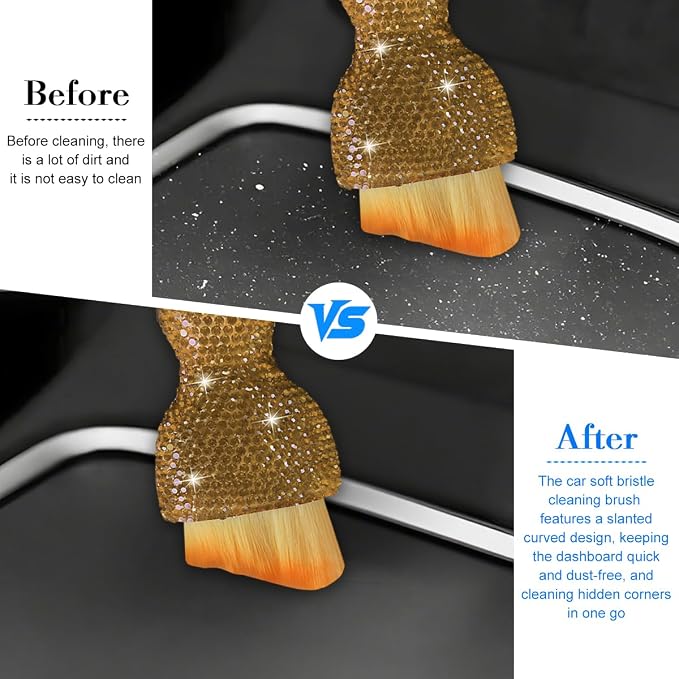 Bling Car Detailing Brush, Crystal Rhinestone Non-Scratch Vehicle Cleaning Dust - Image 5