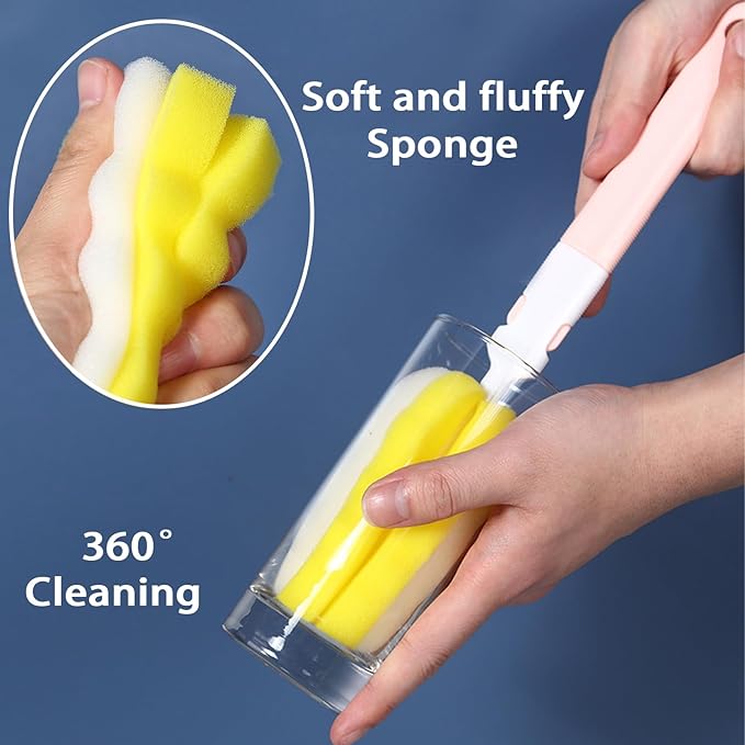 INVODA 4PCS Bottle Brush Long Handle Cup Cleaner Brush Sponge Bottle Scrubber - Image 4