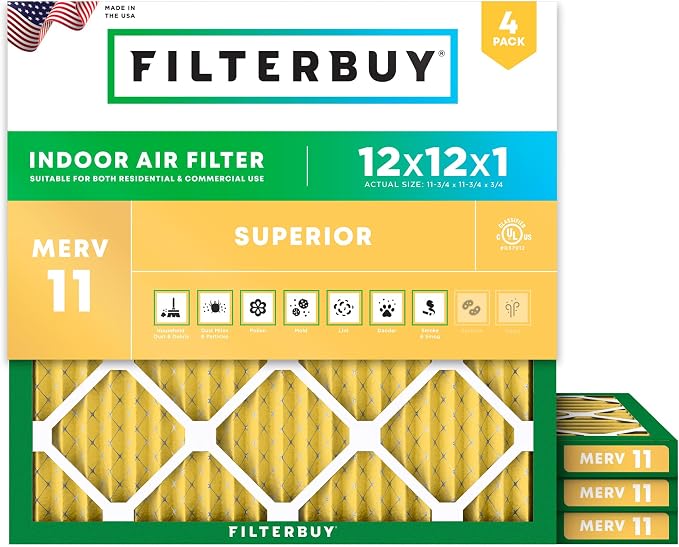 Filterbuy 12x12x1 Air Filter MERV 11 Allergen Defense Replacement, by Filterbuy