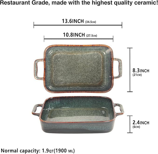10" x 8" Porcelain Rectangular Casserole Dishes - Image 2