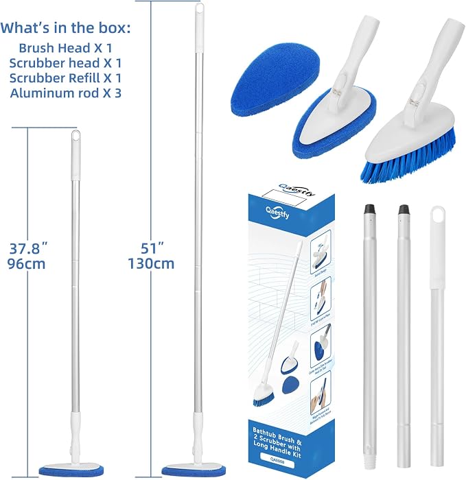 Qaestfy Shower Bathtub Tub and Tile Scrubber Brush - Image 6