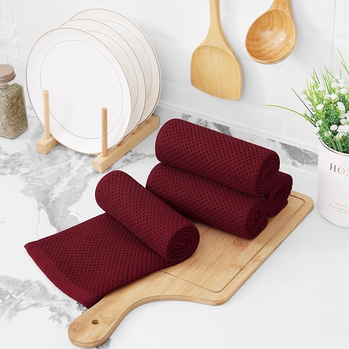 Kitinjoy 100% Cotton Waffle Weave Kitchen Hand Towels - Image 7