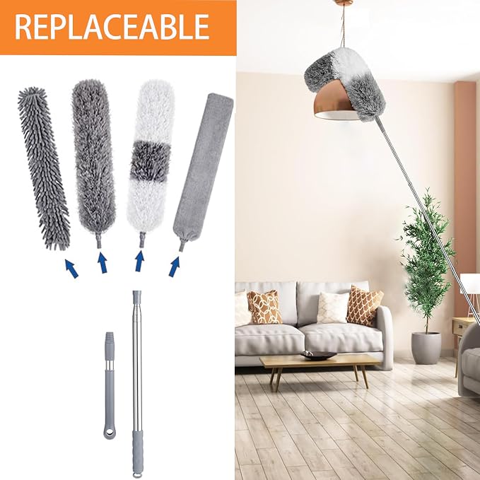 Microfiber Feather Duster Kit, Bendable Reusable Washable Cobweb Duster - Image 6