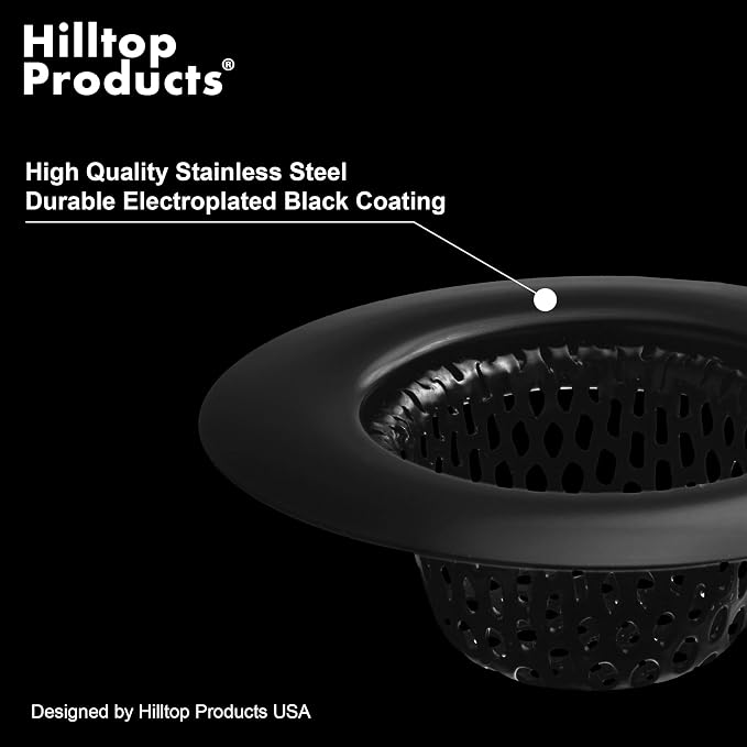 2 Pack - 2.25" Top / 1" Basket- Black Sink Strainer Bathroom, RV and Lavatory - Image 4