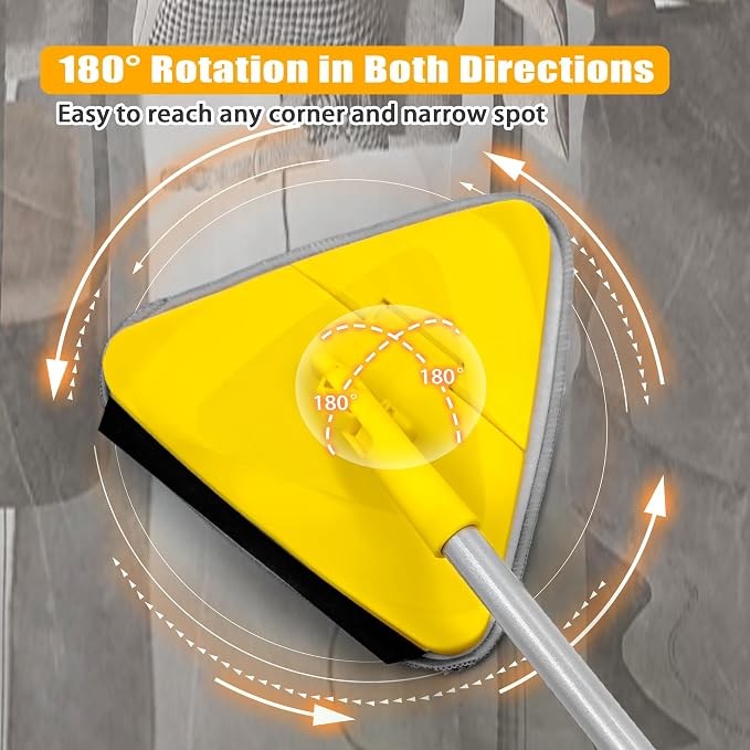 JEHONN Wall Mop with Long Handle 80 Inches, Upgraded 180° Collapsible Baseboard - Image 6
