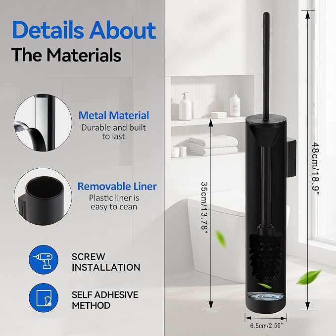 Wall Mounted Matte BlackToilet Brush - Image 2