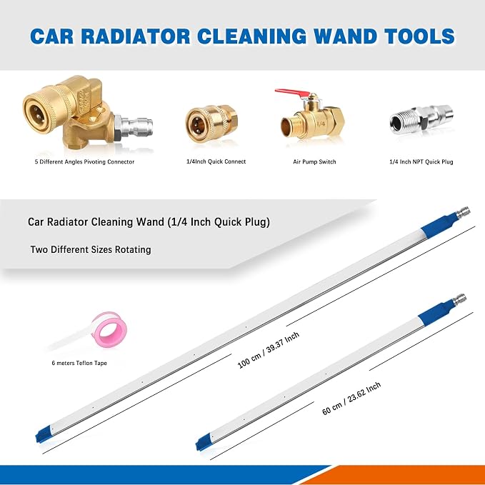 24″Radiator Cleaning Wand, Water/Air 4500PSI Pressure Washer Tool - Image 2