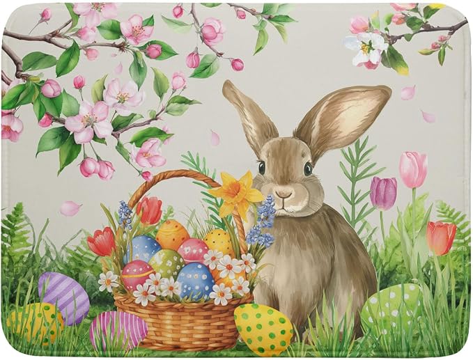 Easter Bunny Colorful Eggs Dish Drying Mat by Sweetshow