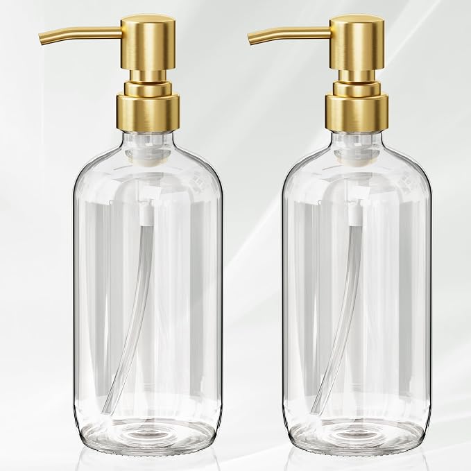 AmazerBath Soap Dispenser, 2 Pack Glass Soap Dispenser by AmazerBath