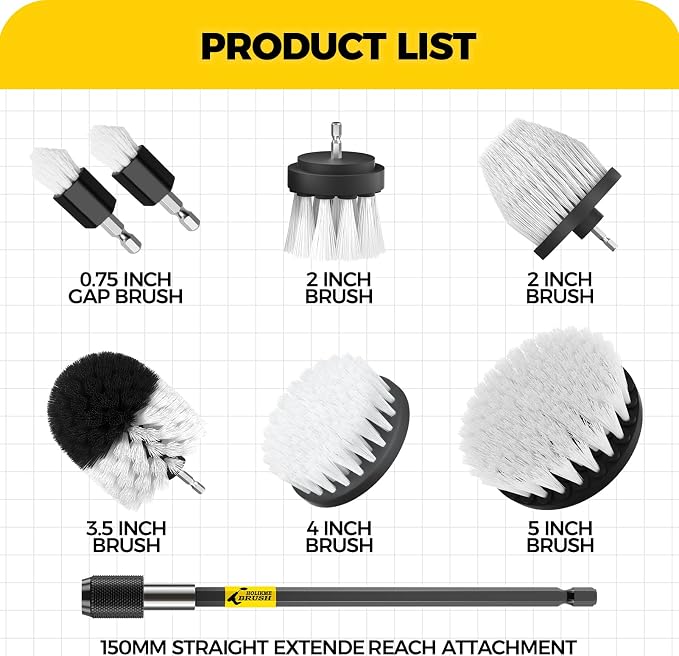 Holikme 8 Piece Drill Brush Attachment Set, Power Scrubber - Image 2