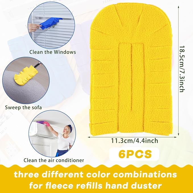 Zubebe 6 Pcs Duster Refill Reusable Fleece Duster Refills Feather Flat Dusters - Image 2