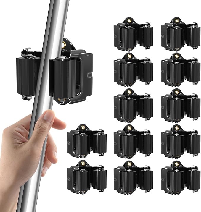 Mop and Broom Holder Big Size Hanging 1KG Extra, 12 Pack, Wall Mount by LAOFEEI