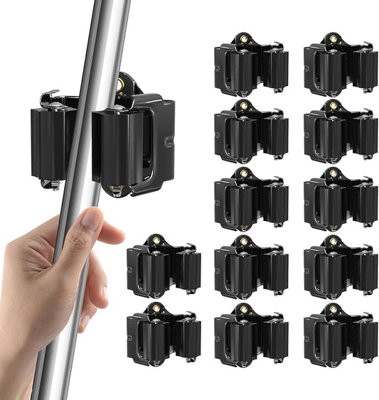 Mop and Broom Holder Big Size Hanging 1KG Extra, 12 Pack, Wall Mount by LAOFEEI