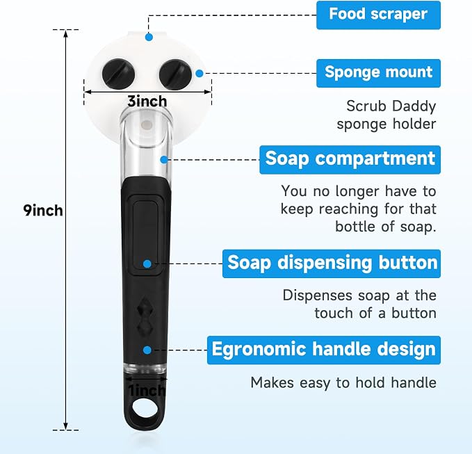 Smile Sponge Dish Wand Holder for Round Smiley Face Sponge Soap Dispensing - Image 5