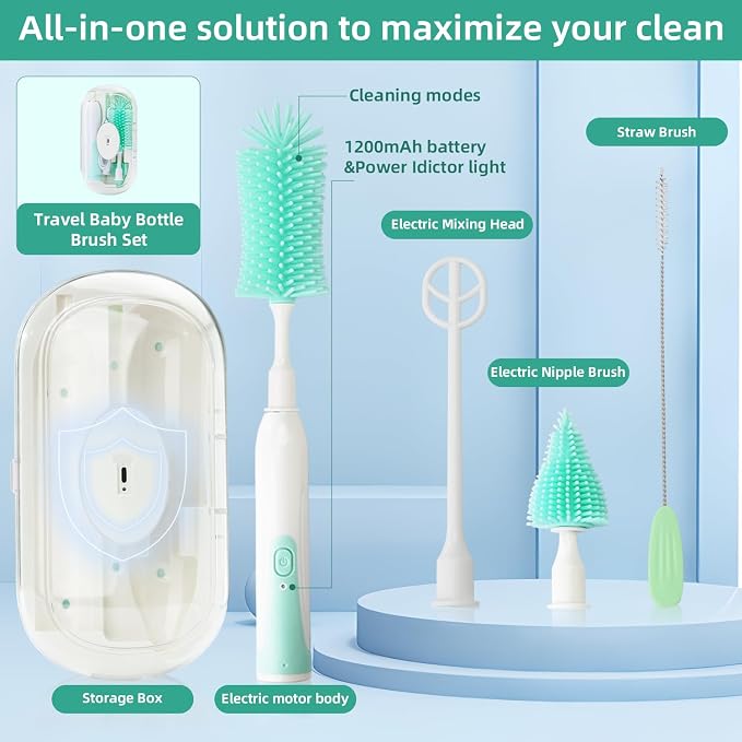 Electric Bottle Brush, Electric Baby Bottle Brush Set - Image 3