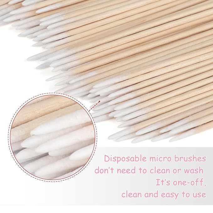 G2PLUS 500PCS Cotton Swabs, Wood Disposable Micro Applicators Brush - Image 3