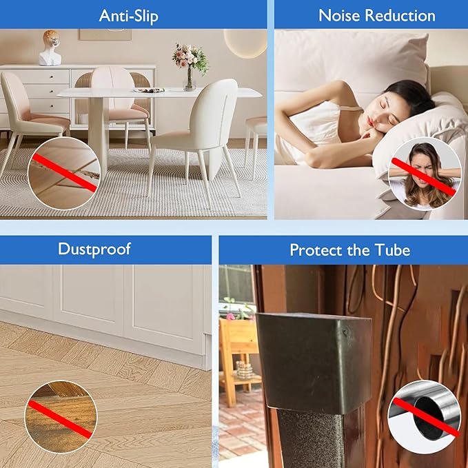 32 Pcs 5/8" x 5/8" Square Rubber Chair Leg Caps, PVC Table Leg Covers, Flexible - Image 6