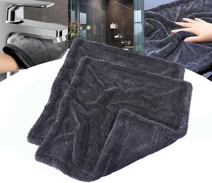 Shiny Microfiber Wipes Bath Shower Cleaning Cloths, 1300gsm Super Absorbent by HYCIM