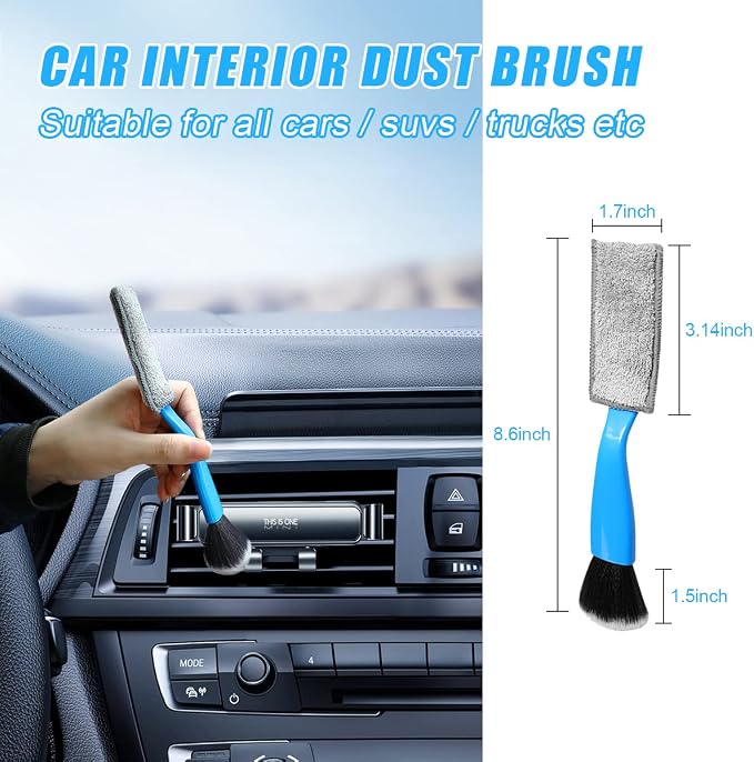 Ziciner 1 PC Double Head Brush for Car Clean, Soft Auto Interior Duster - Image 2