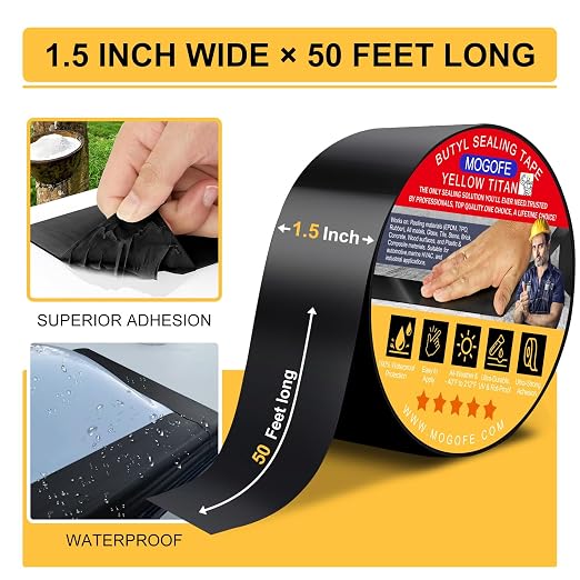 RV Roof Sealant Tape Black, 1.5 Inch x 50 Feet RV Repair Roof Sealer Seal Tape - Image 2