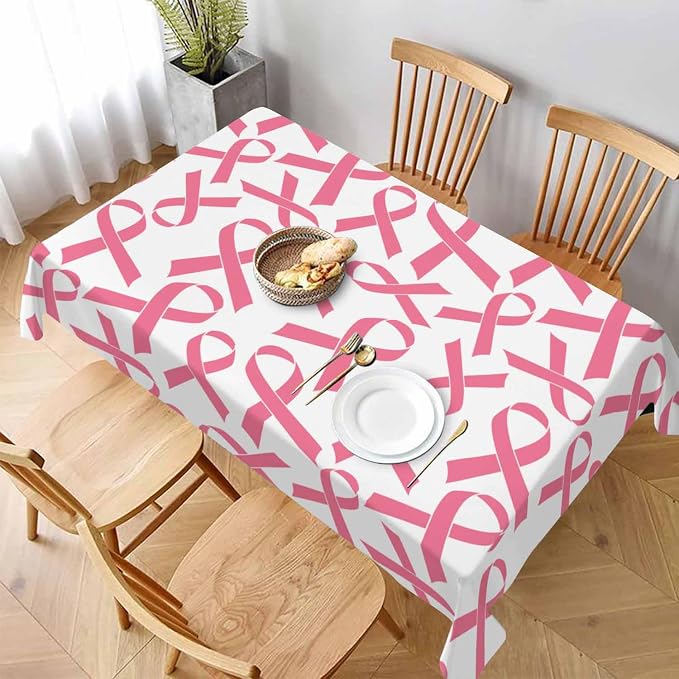 Pink Ribbon Table Cloth 52x70 Cancer Medical Awareness Rectangular Tablecloth - Image 3