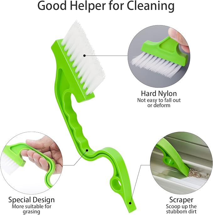 Window Track & Gap Cleaning Brush Set, 5 Pack Crevice and Groove Cleaner - Image 3