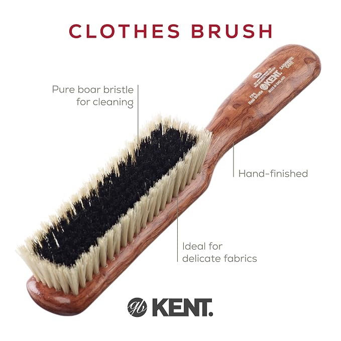Kent CP6 Clothes Brush. 100% Natural Black & White Boar Bristle Lint Remover - Image 3