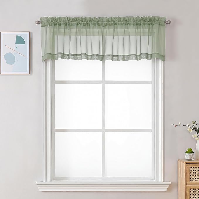 Chyhomenyc Sheer Window Valance Curtains, 42x14 Inches 2PCS, Light Filtering by Chyhomenyc