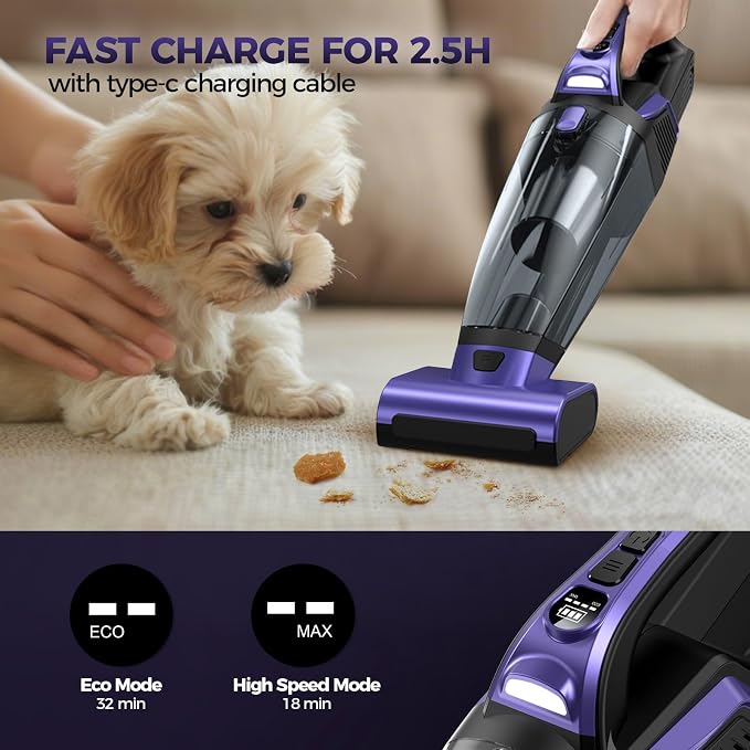 Pet Hair Handheld Vacuum Cordless: 20000PA High Power Car Vacuum - Image 5