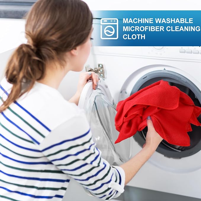 Tenare 100 Pack 12'' x 12'' Microfiber Cleaning Cloths Reusable Cleaning Rags - Image 5