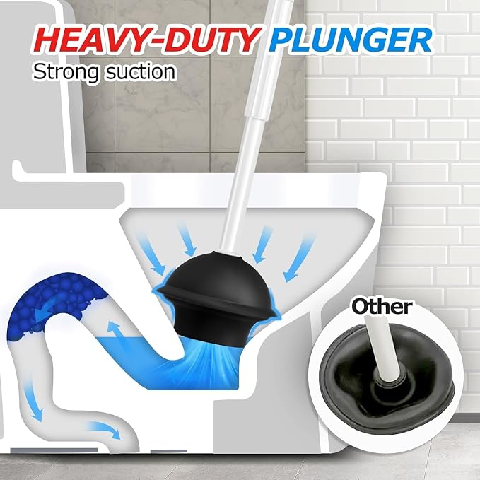 2Pack 2 in 1 Toilet Brush and Plunger Set, Toilet Bowl Brush Plunger Set - Image 3