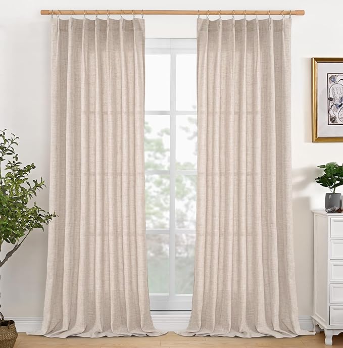 YoungsTex Natural Linen Curtains 95 Inches Long 2 Panels by YoungsTex
