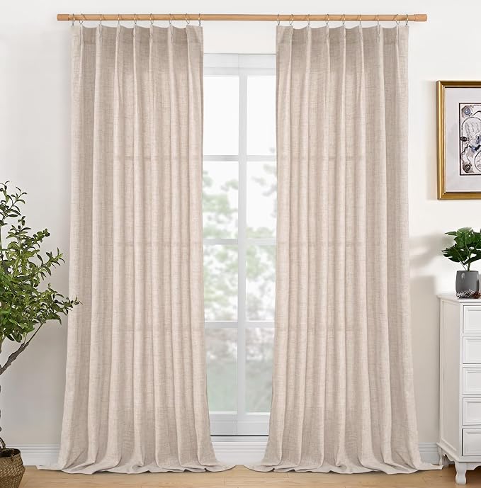 YoungsTex Natural Linen Back Tab Curtains 84 Inch Length 2 Panels by YoungsTex