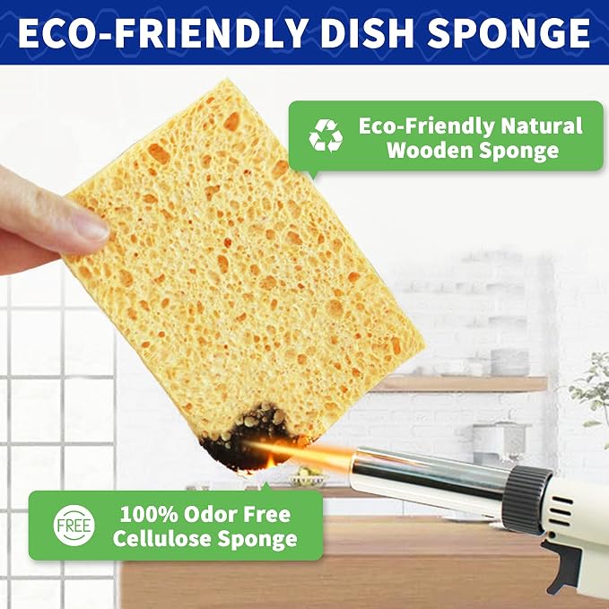 CELOX 24 Pack Durable Kitchen Sponges, Natural Wood Pulp Sponges - Image 5