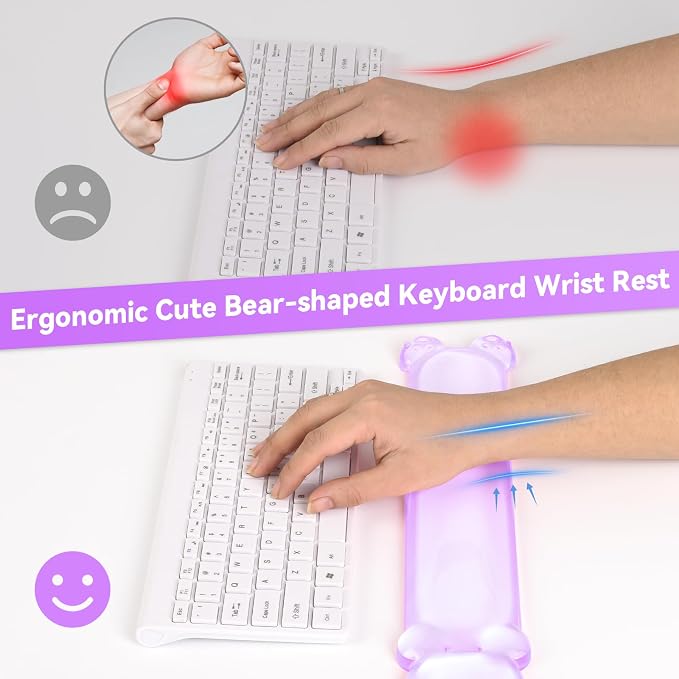 Clear Gel Keyboard Wrist Rest, Bear-Shape Wrist Rest, Ergonomic Wrist Rest - Image 4