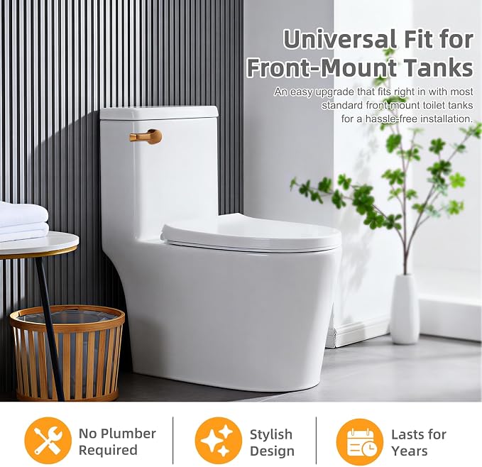 Hibbent Universal Metal Front Mount Toilet Handle Replacement Kit, Brass Toilet - Image 4