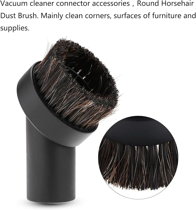 2PCS Black Round Vacuum Brush 1.25" Horse Hair Dust Brush 1 1/4" Vacuum Cleaner - Image 5