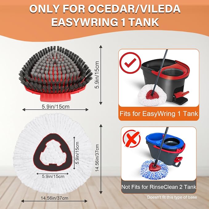Spin Mop Head Replacement for O Cedar EasyWring 1-Tank System, 2 Mop Replace - Image 2