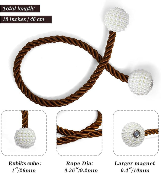Hion Magnetic Curtain Tiebacks Dark Brown 6 Pack, Curtain Tiebacks Buckles - Image 2